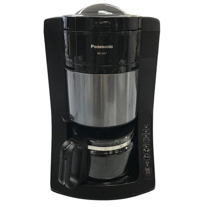 パナソニック コーヒーメーカー 全自動 ミル付き 沸騰浄水機能 デカフェ豆コース搭載 670ml ブラック NC-A57 中古 Y1