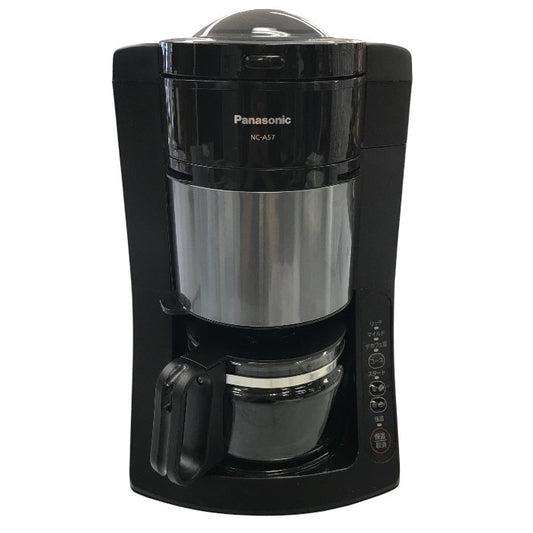 パナソニック コーヒーメーカー 全自動 ミル付き 沸騰浄水機能 デカフェ豆コース搭載 670ml ブラック NC-A57 中古 Y1