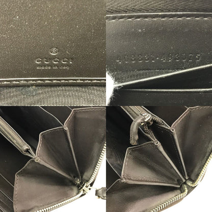 GUCCI グッチ GGスプリーム 長財布 ユニセックス ラウンドファスナー ジップ PVC 蜂 ビー 刺繍 シェリー ベージュ 408831 中古 T1