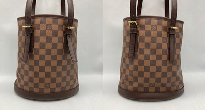 LOUIS VUITTON ルイヴィトン ダミエ エベヌ マレ バケツ型 ショルダー トートバッグ ポーチ付 N42240 中古 D4