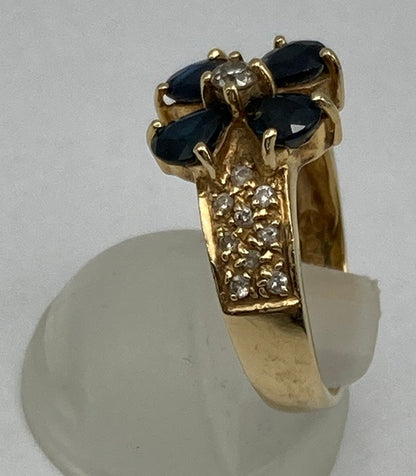 K18 サファイア1.50ct ダイヤ0.23ct クローバー リング 11号 中古 D4