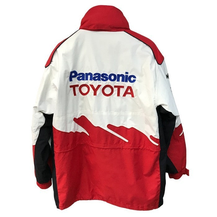 Panasonic TOYOTA Racing F1 ジャケット メンズ ナイロン 中綿インナー付き フード収納 ジップアップ 刺繍 レッド/ホワイト Mサイズ 中古 T1