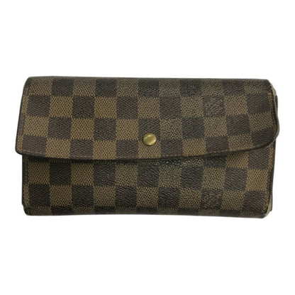 LOUIS VUITTON ルイヴィトン ダミエ ポルトトレゾールインターナショナル 長財布 ユニセックス 三つ折り 小銭入れあり ホック ブラウン N61215 中古 T1