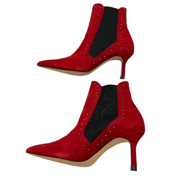 ZARA WOMAN ザラ ウーマン スタッズ スエード ショート ブーツ レッド 36 (約23.5cm) サイドゴア 靴 シューズ 秋 冬 レディース 中古 W４