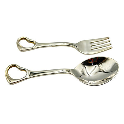 TIFFANY&Co. ティファニー Ag925 オープンハート ベビースプーン＆フォーク セット シルバー925 ベビー用品 食器 カトラリー 子供 中古 W４