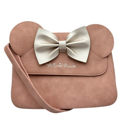 ラウンジフライ Loungefly ディズニー Disney ミニーマウス ショルダー バッグ 鞄 ピンク リボン 希少 かわいい 斜め掛け 肩掛け 中古 W４