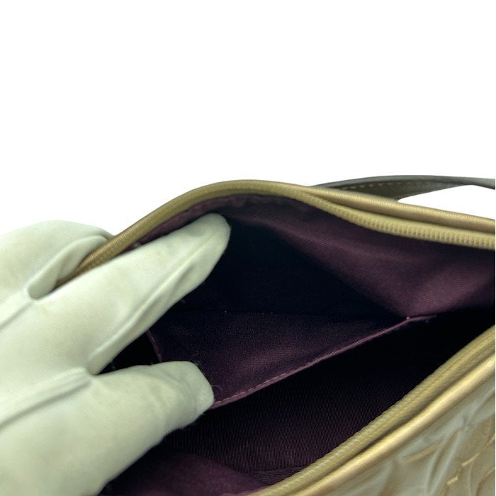 COACH コーチ ハンドバッグ レディース レザー エンボス ブロンズ ミニ 小さめ 型押し シグネチャー 総柄 中古 W４