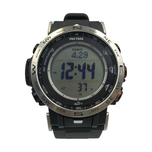 CASIO カシオ PRO TREK 腕時計 メンズ タフソーラー 電波 デジタル 登山 アウトドア コンパス ブラック PRW-30-1AJF 中古 T1
