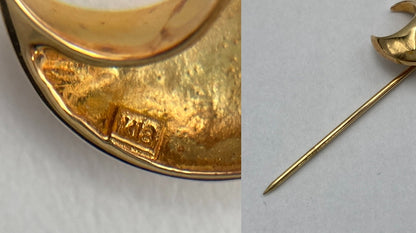 K18 三日月型 ピンブローチ/ラペルピン 中古 D4
