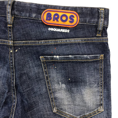 DSQUARED2 ディースクエアード デニムパンツ メンズ ジーンズ ボタンフライ ダメージ加工 インディゴブルー 48サイズ S74LB0871 S30342 中古 T1