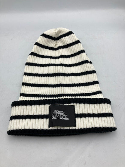 マークジェイコブス REDUX GRUNGE COLLECTION グランジコレクション ストライプ ニット帽 ホワイト×ブラック 中古 D4