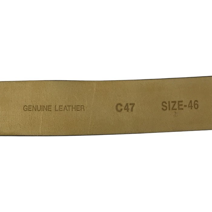 EMPORIO ARMANI エンポリオアルマーニ ベルト メンズ レザー ロゴ トップ式 プレートバックル シルバー/ブラック 46サイズ 中古 T1