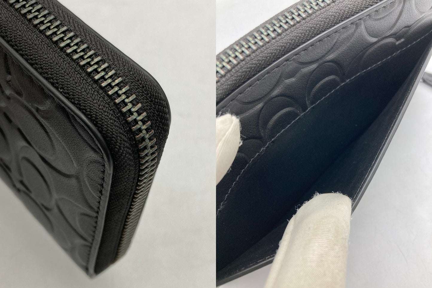 COACH コーチ エンボスド シグネチャー アコーディオン ジップウォレット CE551 長財布 メンズ 中古 D4