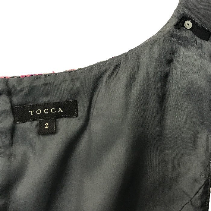 TOCCA トッカ ワンピース レディース 春夏 ノースリーブ 膝丈 花柄 総柄 ドレス 刺繍 ピンク/ブラック 2サイズ OPTOKW0560 中古 T1