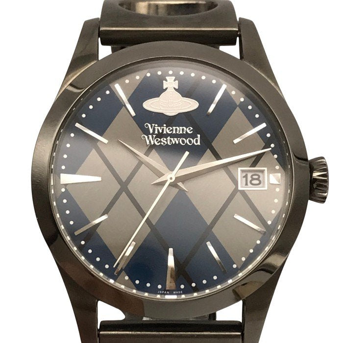 Vivienne Westwood ヴィヴィヴァンウエストウッド 腕時計 メンズ アナログ クォーツ デイト SS オーブ アーガイル グレー VW-24B9 中古 T1