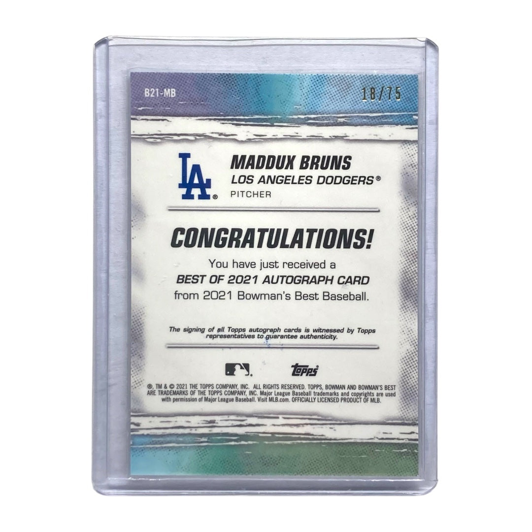 TOPPS MLBカード BOWMAN'S BEST MADDUX BRUNS DODGERS 18/75 #B2T-MB 中古 IT2
