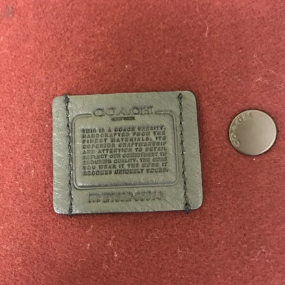 COACH コーチ スタジャン レディース ウール/レザー オーバーサイズ ブルゾン レッド Sサイズ 35104 アウター 秋 冬 中古 W1