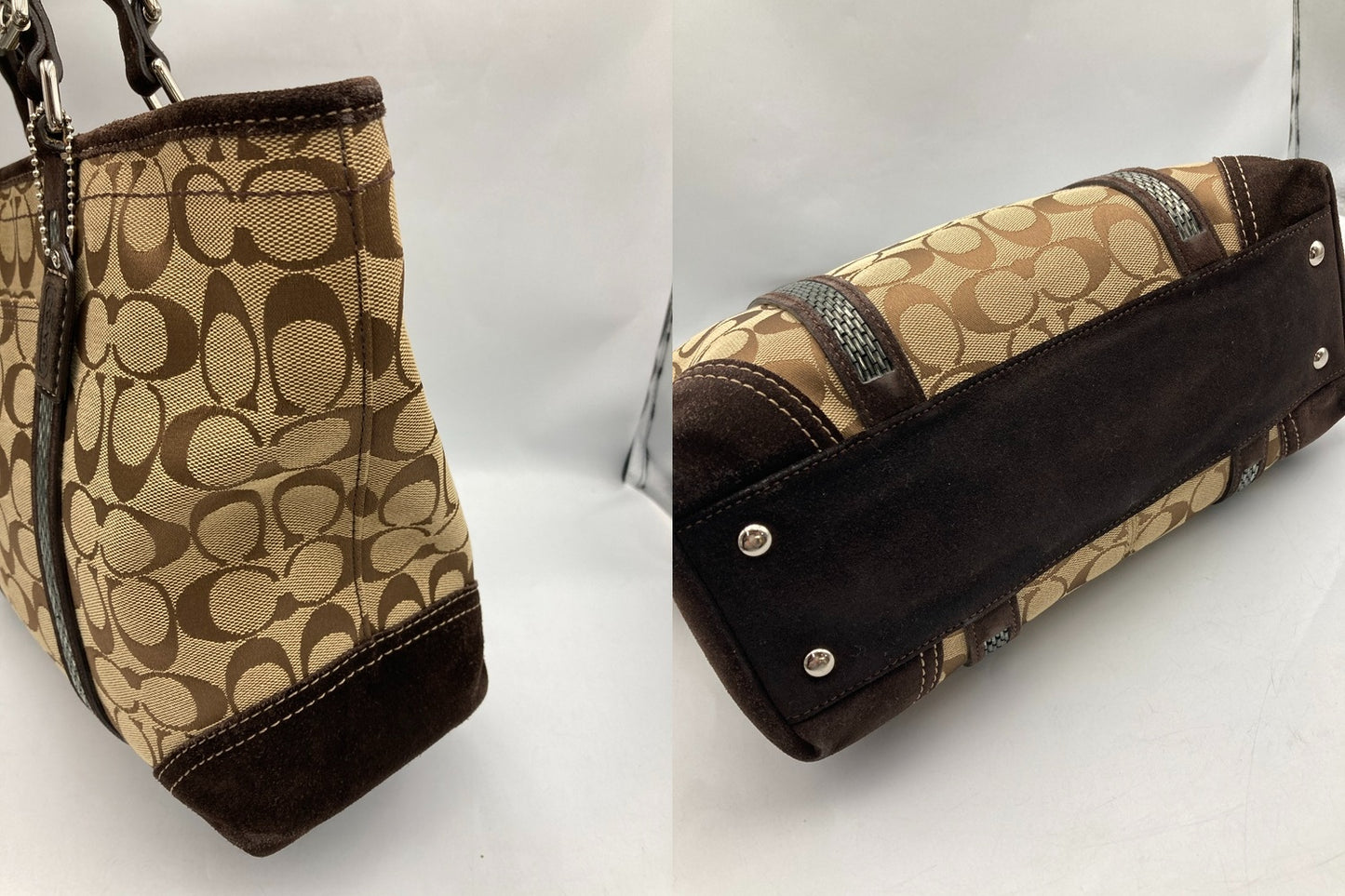 COACH コーチ シグネチャー ビーデッド トートバッグ 8K52 中古 D4