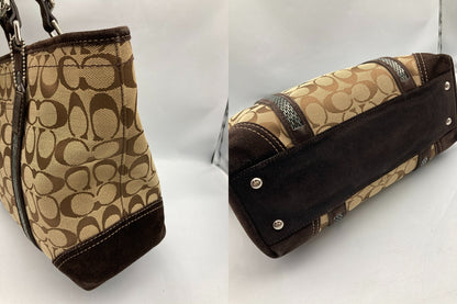 COACH コーチ シグネチャー ビーデッド トートバッグ 8K52 中古 D4