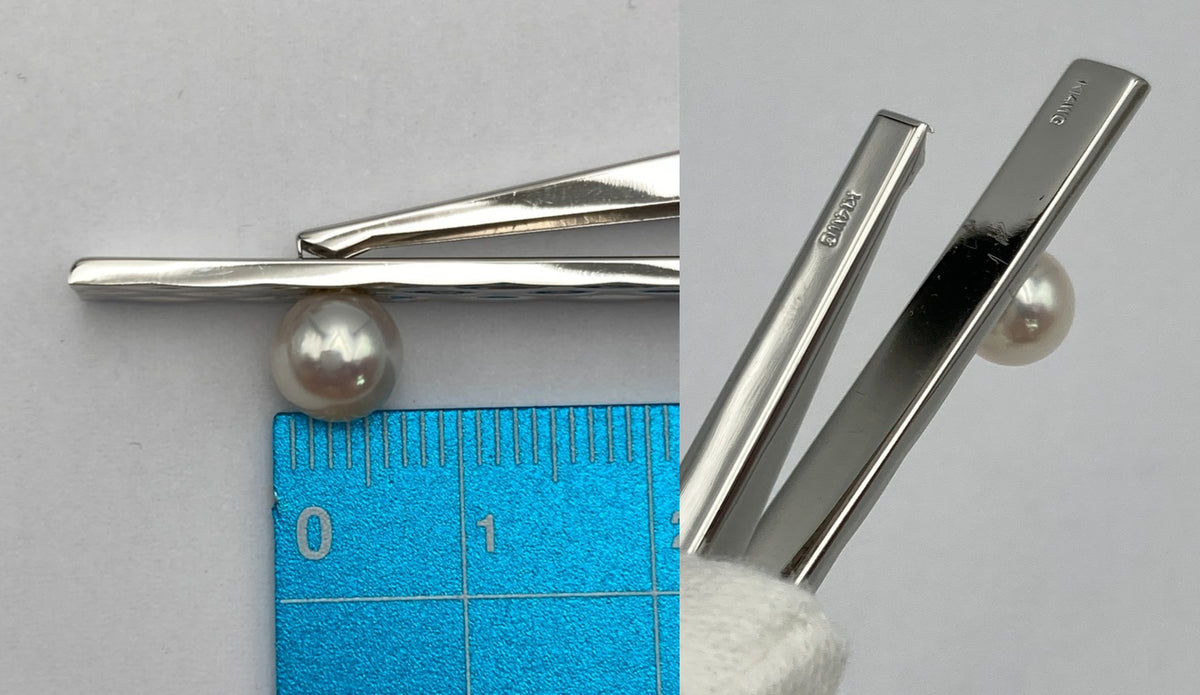 K14WG パール ネクタイピン チェーン付 中古 D4