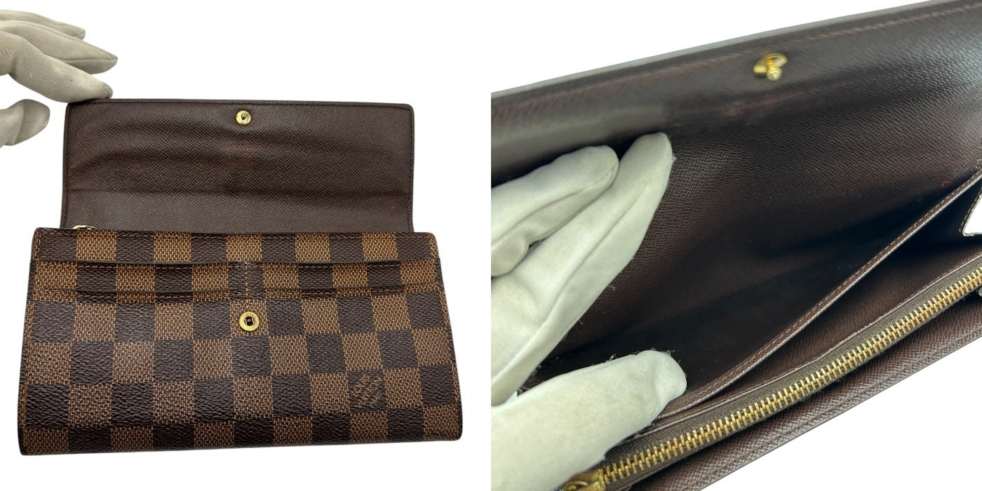 LOUIS VUITTON ルイヴィトン ダミエ ポルトフォイユサラ 長財布 N61726 ブランド レディース メンズ ユニセックス 中古 W４