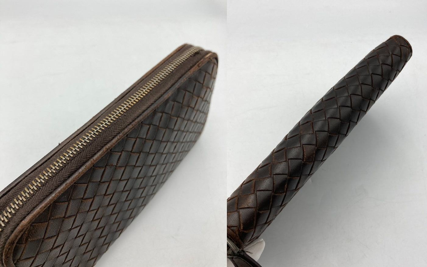 BOTTEGA VENETA ボッテガヴェネタ イントレチャート ラウンドファスナー長財布 中古 D4