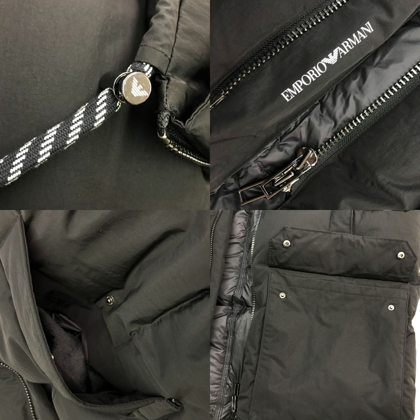 EMPORIO ARMANI エンポリオアルマーニ ダウンコート メンズ 冬 ロング丈 サイドジップ スタンドカラー 防寒 ブラック 50  6L1L90 1NNFZ 中古 T1