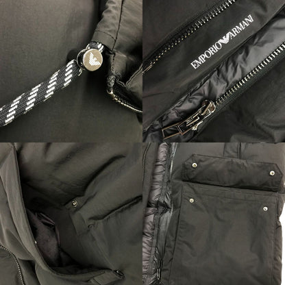 EMPORIO ARMANI エンポリオアルマーニ ダウンコート メンズ 冬 ロング丈 サイドジップ スタンドカラー 防寒 ブラック 50  6L1L90 1NNFZ 中古 T1