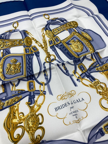 HERMES エルメス カレ40 BRIDES de GALA ブリッド・ドゥ・ガラ (式典用馬勒）シルクスカーフ 中古 D4