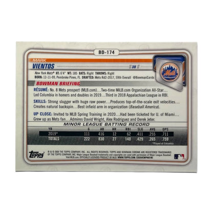 TOPPS MLBカード BOWMAN CHROME MARK VIENTOS NEW YORK METS /50 #BD-174 中古 IT2