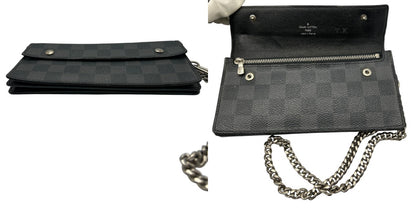 LOUIS VUITTON ルイヴィトン ダミエグラフィット ポルトフォイユ アコルディオン N60023 ブランド ブラック 財布 チェーン付 メンズ 中古 W４
