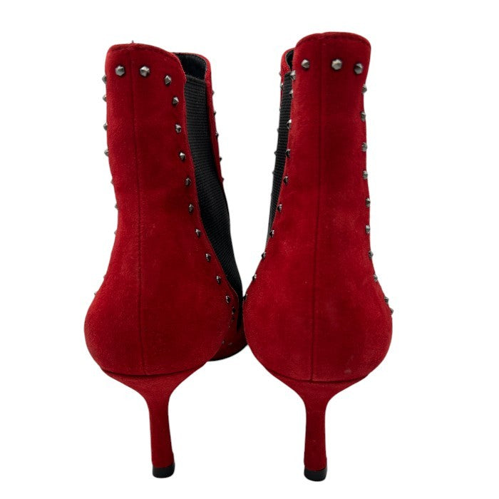 ZARA WOMAN ザラ ウーマン スタッズ スエード ショート ブーツ レッド 36 (約23.5cm) サイドゴア 靴 シューズ 秋 冬 レディース 中古 W４