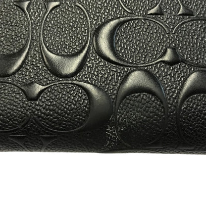 COACH コーチ 長財布 メンズ シグネチャー ラウンドジップ レザー エンボス ブラック F58113 中古 T1