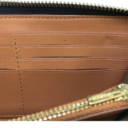 COACH コーチ 長財布 ユニセックス PVCシグネチャー バスキア コラボ 恐竜 ラウンドジップ ファスナー ブラウン F2181 C5615 中古 T1