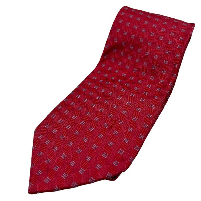 TRUSSARDI トラサルディ シルク ネクタイ ブランド メンズ ビジネス 総柄 レッド 中古 W４