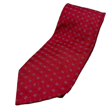 TRUSSARDI トラサルディ シルク ネクタイ ブランド メンズ ビジネス 総柄 レッド 中古 W４