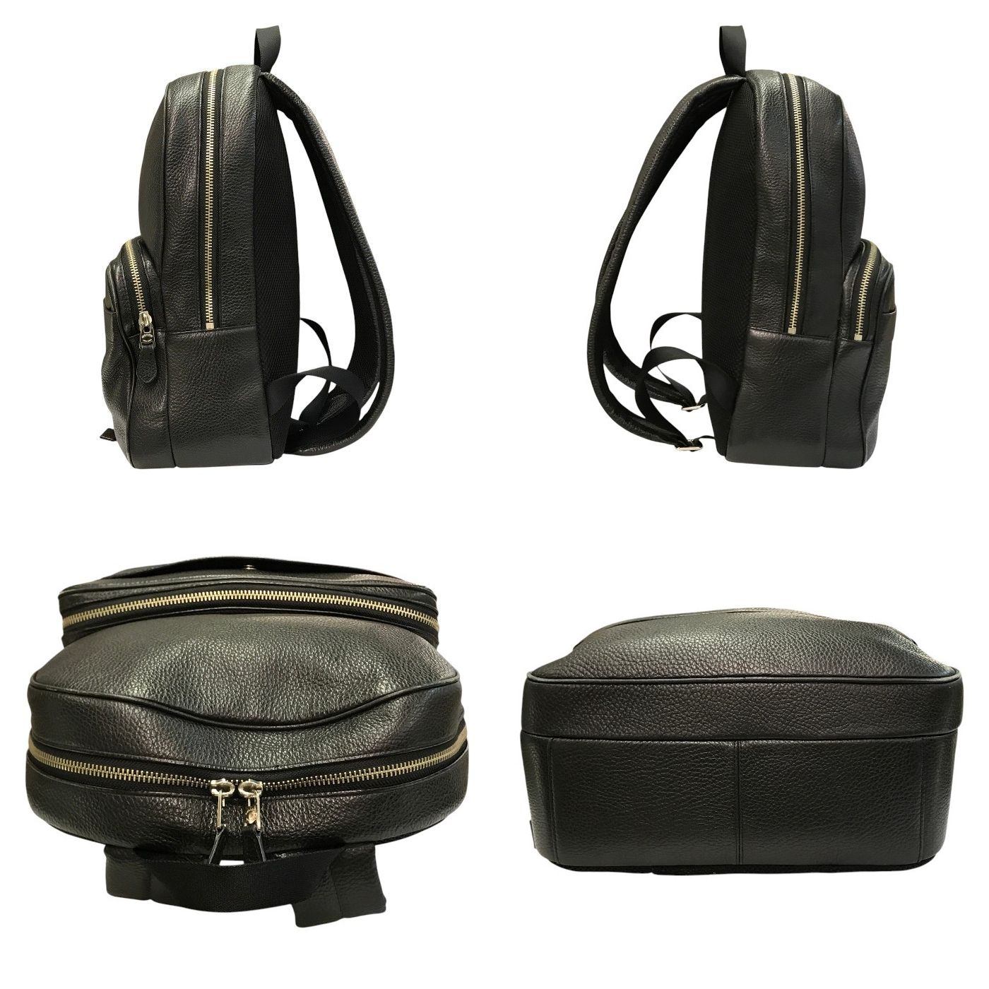 COACH コーチ ハミルトン バックパック メンズ ぺブルレザー  A4/ノートPC リュック ブラック F72082 中古 T1
