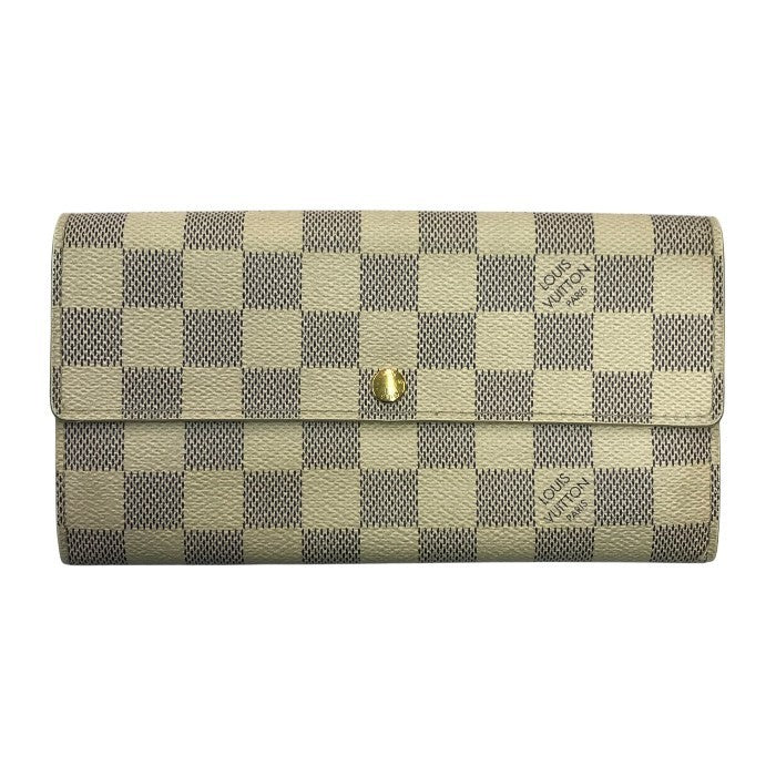 LOUIS VUITTON ルイヴィトン ダミエ アズール  ポルトフォイユサラ 長財布 ユニセックス 2つ折り 旧型 ホワイト N61735 中古 T1