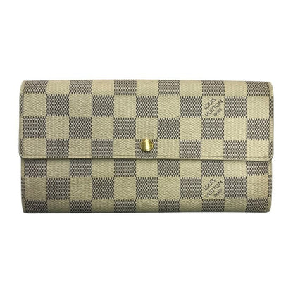 LOUIS VUITTON ルイヴィトン ダミエ アズール  ポルトフォイユサラ 長財布 ユニセックス 2つ折り 旧型 ホワイト N61735 中古 T1