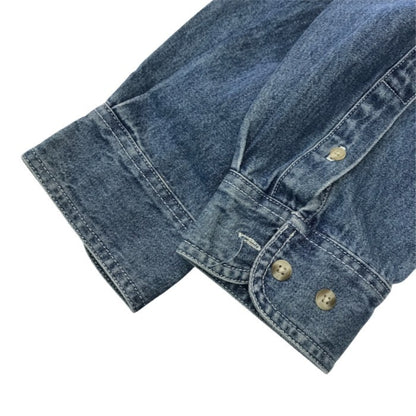 ディズニー くまのプーさん シャツ メンズ 長袖 コットン デニム 刺繍 ヴィンテージ ブルー Sサイズ 中古 T1