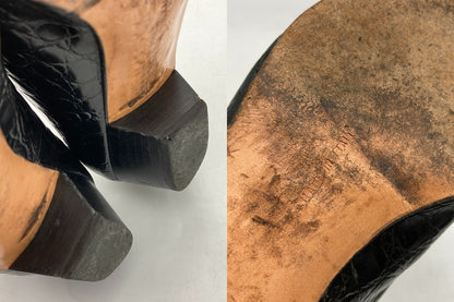 Salvatore Ferragamo サルヴァトーレフェラガモ ヴァラリボン 型押しレザー パンプス サイズ8(約25.5cm) 中古 D4