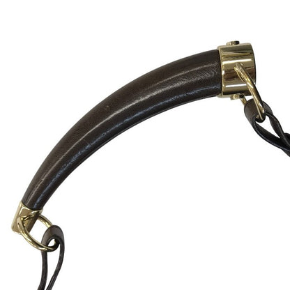 YVES SAINT LAURENT イブサンローラン リヴゴーシュ モンバサ ワンショルダー レディース スウェード プリーツ 角型ハンドル 半月 ブラウン 中古 T1