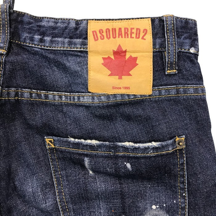 DSQUARED2 ディースクエアード デニム パンツ メンズ ジーンズ ボタンフライ ダメージ加工 インディゴ 50サイズ S71LB0004 S30342 中古 T1