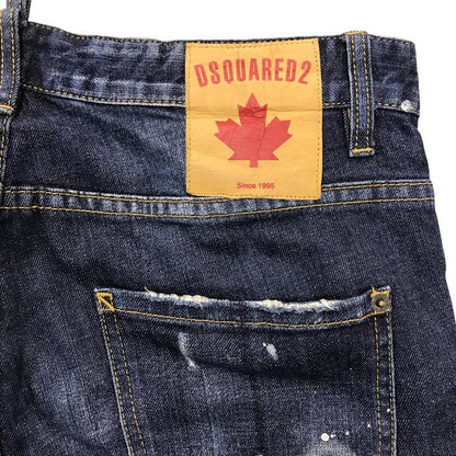 DSQUARED2 ディースクエアード デニム パンツ メンズ ジーンズ ボタンフライ ダメージ加工 インディゴ 50サイズ S71LB0004 S30342 中古 T1