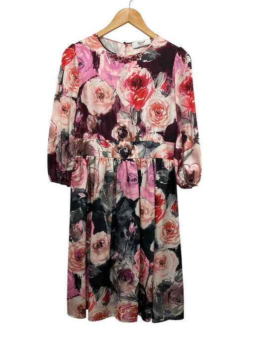 blugirl ブルーガール ビジュー付き 花柄 ワンピース サイズ IT42 レディース 長袖 中古 D4