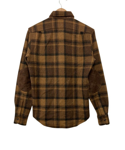 RALPH LAUREN ラルフローレン パープルレーベル キャメルヘア チェックシャツ サイズXS メンズ 中古 D4
