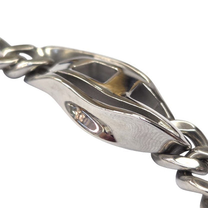 DIESEL ディーゼル ネックレス メンズ ステンレススチール ロゴ 喜平チェーン シルバー D1412040 中古 T1