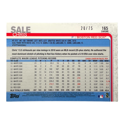 TOPPS MLBカード CHROME CHRIS SALE BOSTON RED SOX /75 #165 中古 IT2
