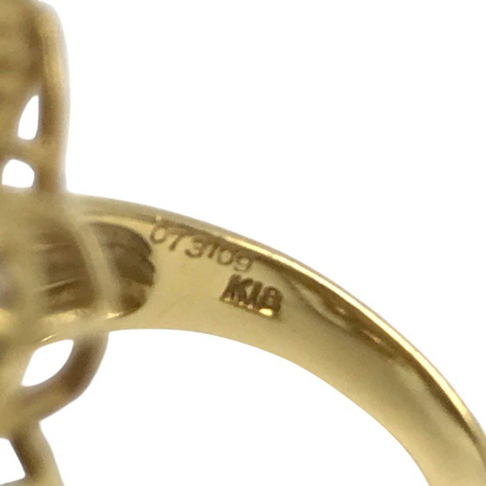 K18/ダイヤ 1.09/0.73ct リング レディース 螺旋 デザインリング イエローゴールド 12号 中古 T1