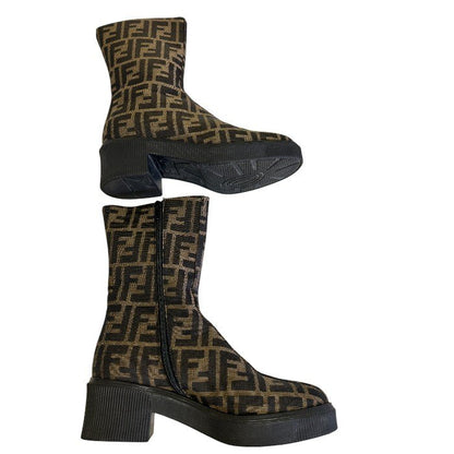 FENDI フェンディ ズッカ ブーツ 39(約26cm) 靴 シューズ ブランド レディース 中古 W1